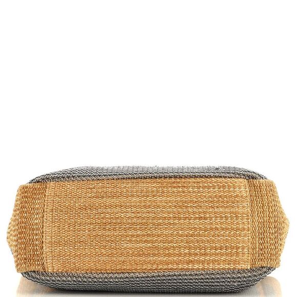 Chanel Deauville Logo Shopping Tote Printed Raffia Large Black, Neutral - Picture 5 of 9